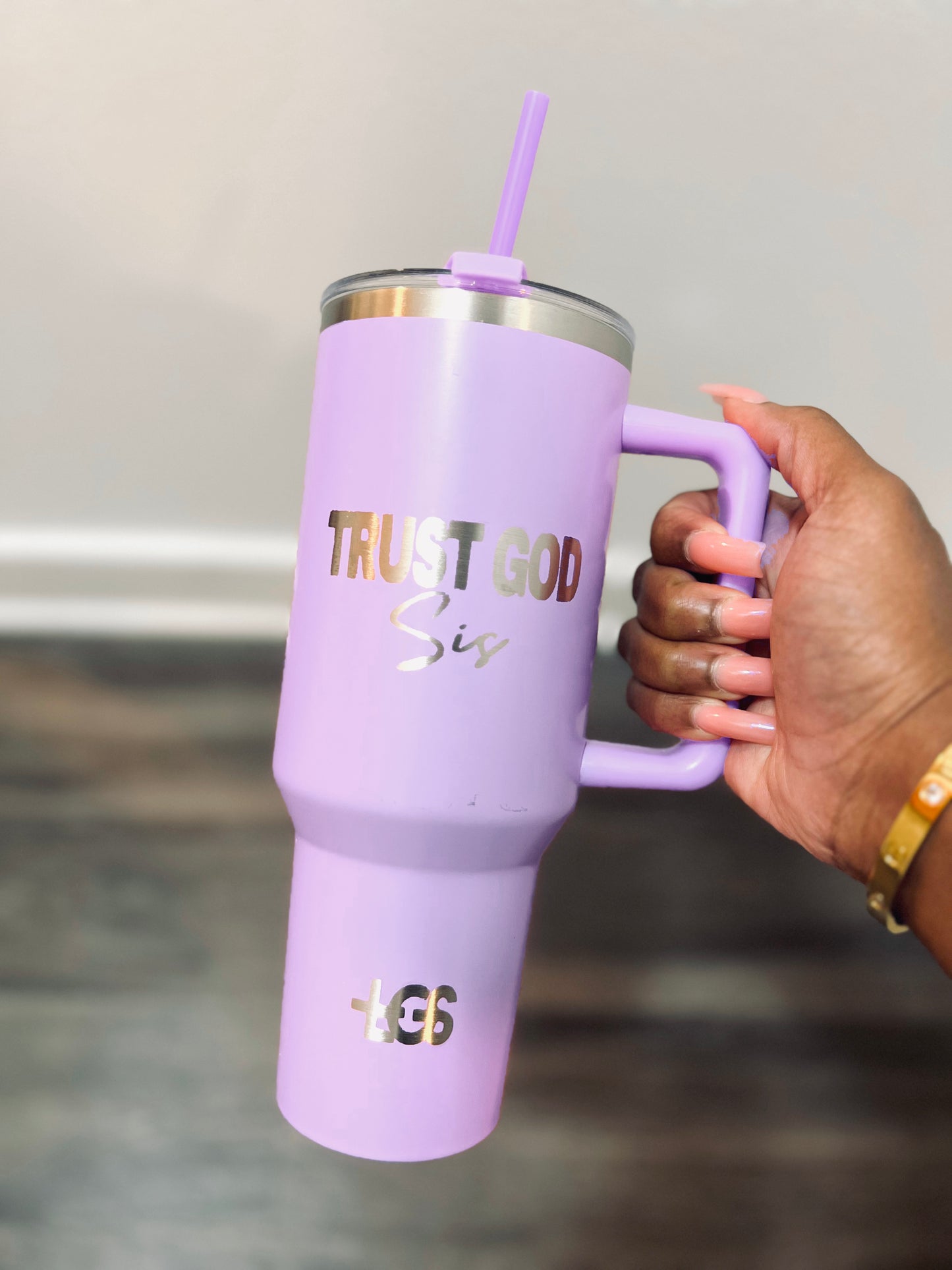 Hand Etched Stainless Steel Insulated Tumbler (Lavender)