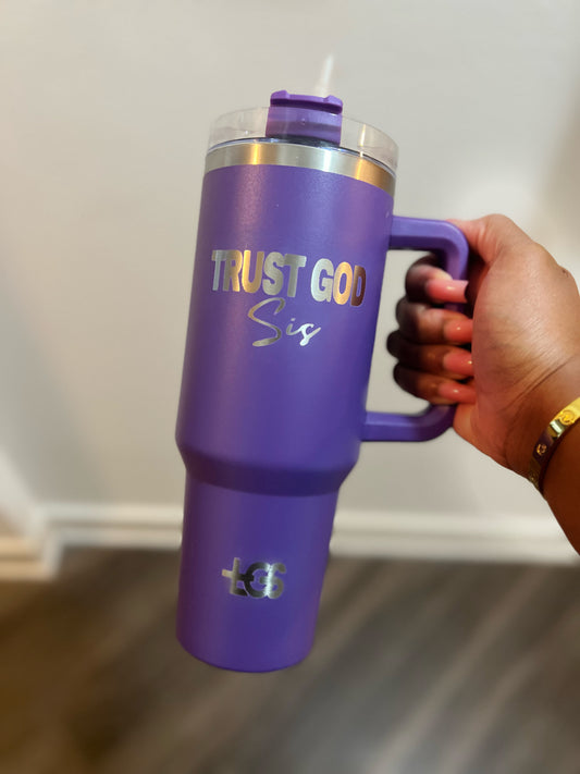 Hand Etched Stainless Steel Insulated Tumbler Purple