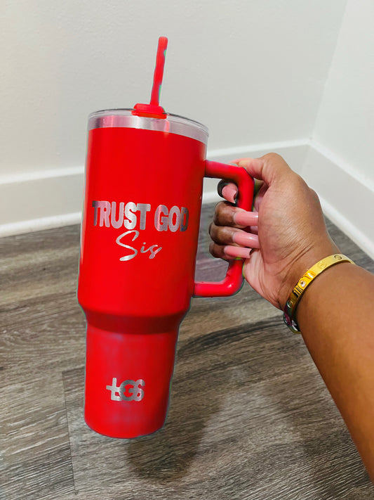 Hand Etched Stainless Steel Insulated Tumbler Red